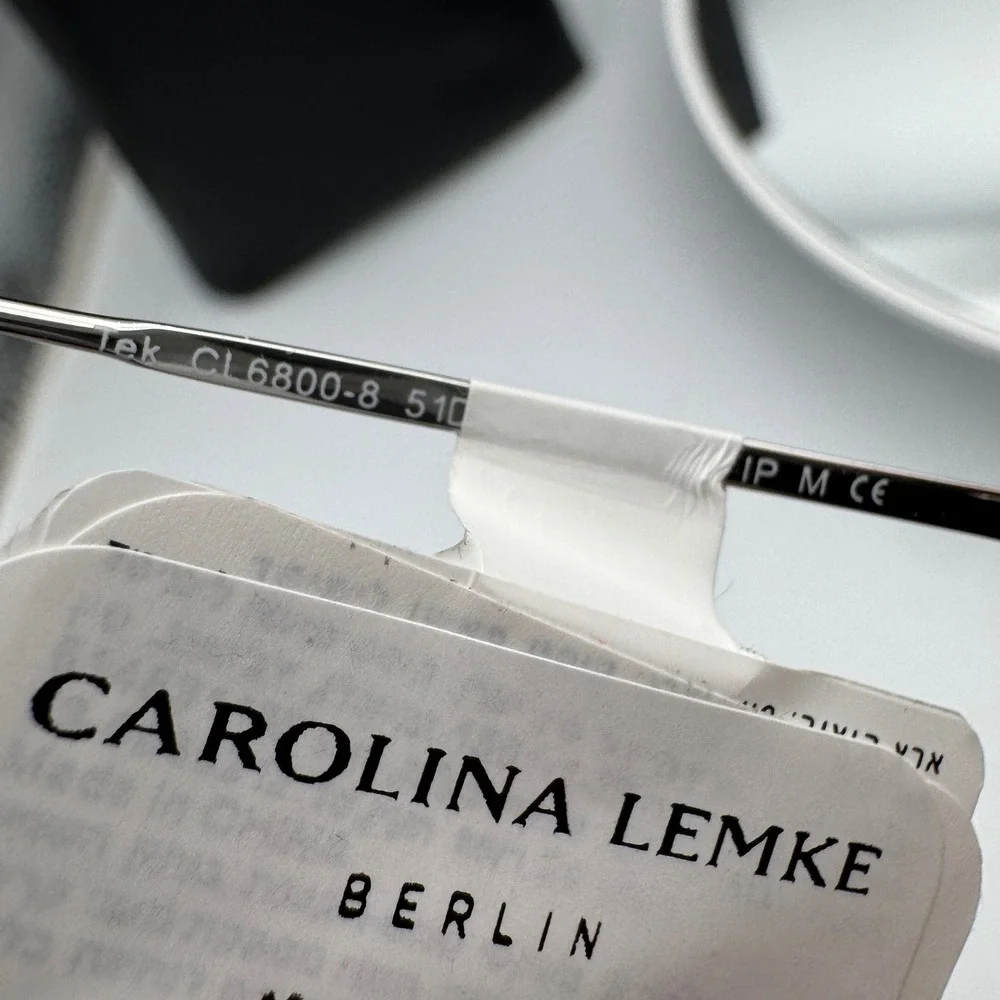 Carolina Lemke Sunglasses Rimless Blue Mirror CL6800-08 Silver Frame 51mm